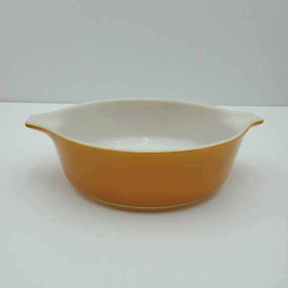 Pyrex Old Orchard 1 Pint Casserole Dish Glass Lid Butterscotch 471 Baking Dish - Picture 5 of 11